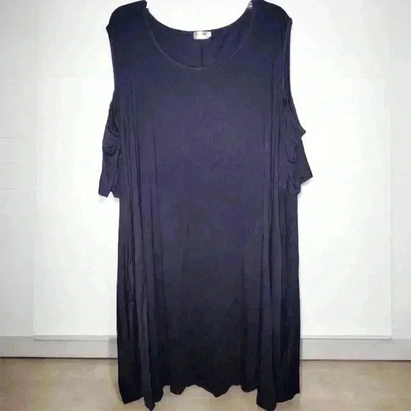 Kancy Store Navy Blue Cold Shoulder Medi Shift Dress Women Plus Size 4XL Leisure - Picture 15 of 15